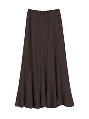Vintage Elastic Waist A-Line Long Maxi Skirt High Stretch Ruffled